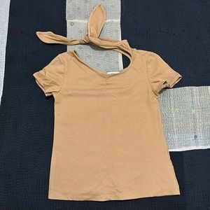 SOLD Maryam Nassir Zadeh caramel colored tie neck top